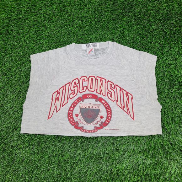 Vintage 1987 JERZEES Cropped Sweatshirt Womens L 21x14 Gray - Picture 1 of 14